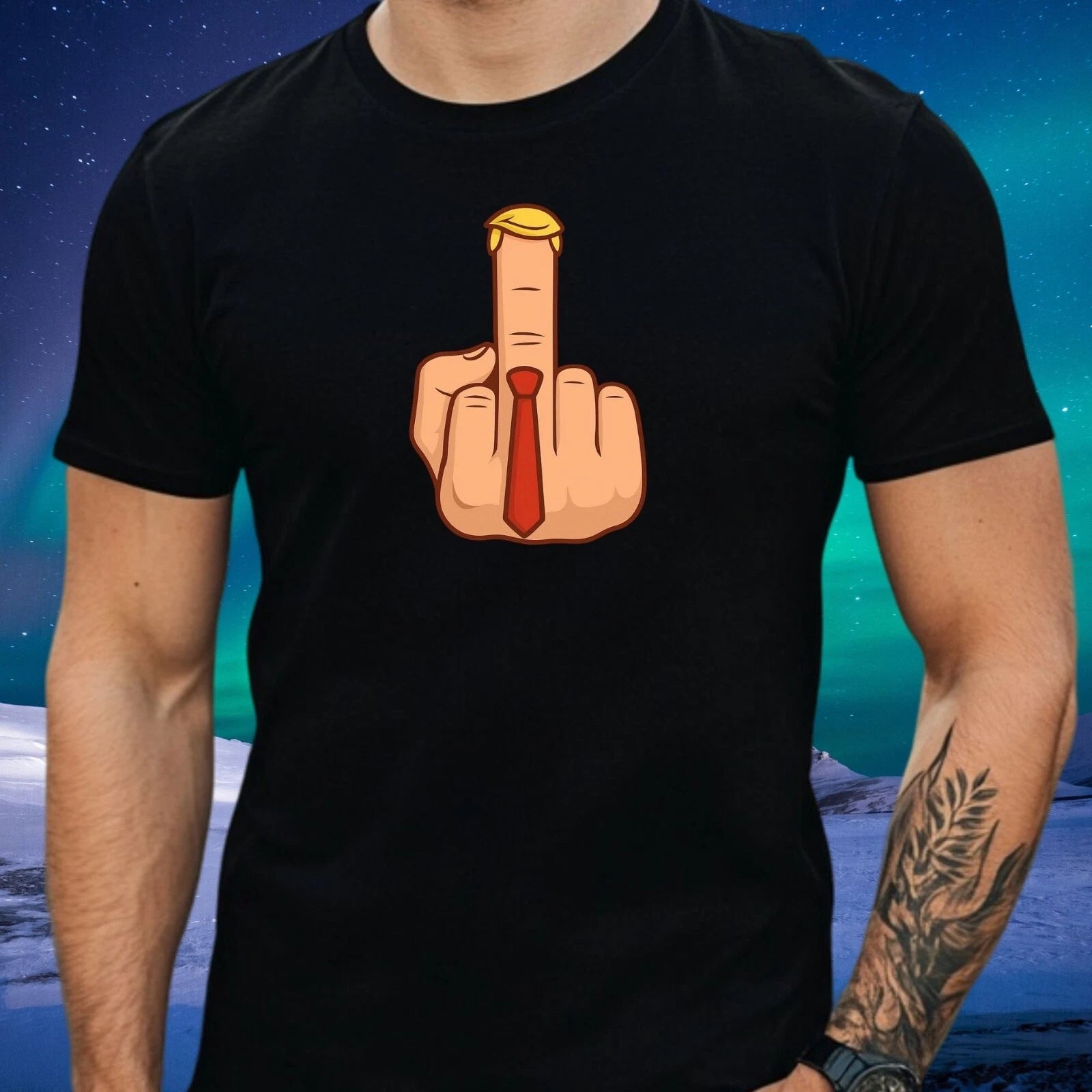 Mens Anti Trump Finger Motif Cotton T-Shirt Size XS to 5XL