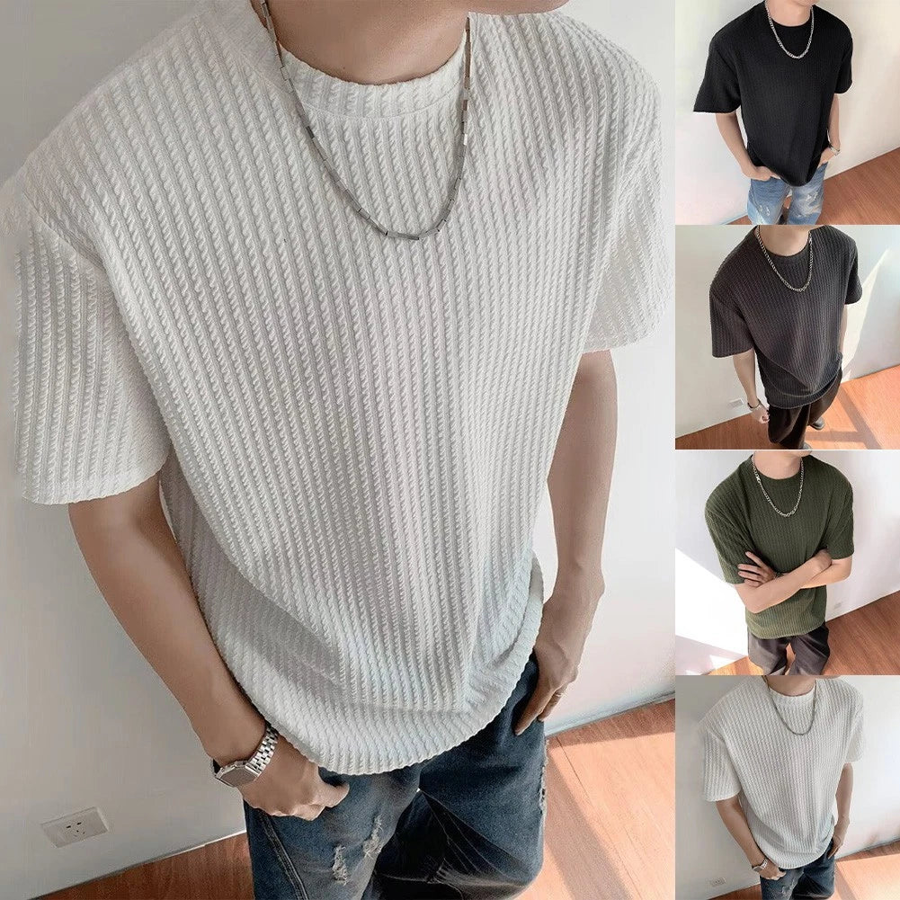 Short Sleeve Top Ribbed Slim Tee Ribbed High Stretch Slim Fit Short Sleeved