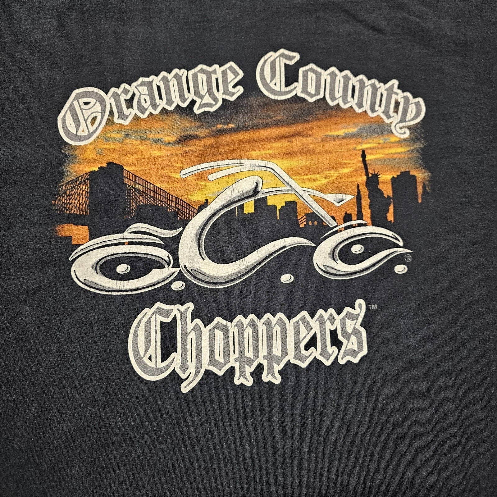 Orange County Choppers Shirt Mens XL Faded Black New York Biker Graphic Tee Y2K