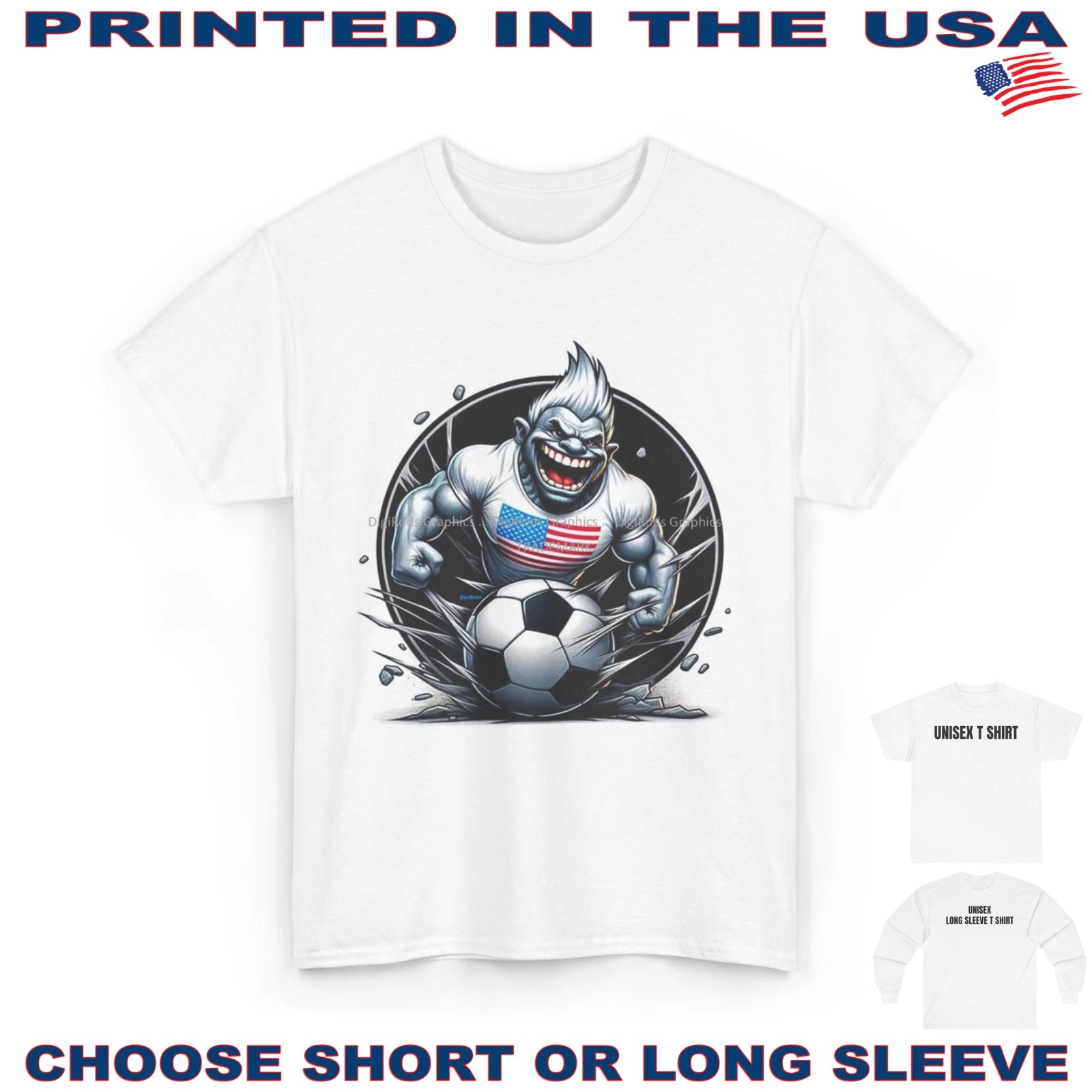 Soccer Team American Troll USA Field Player DigiRods Cartoon T Shirt