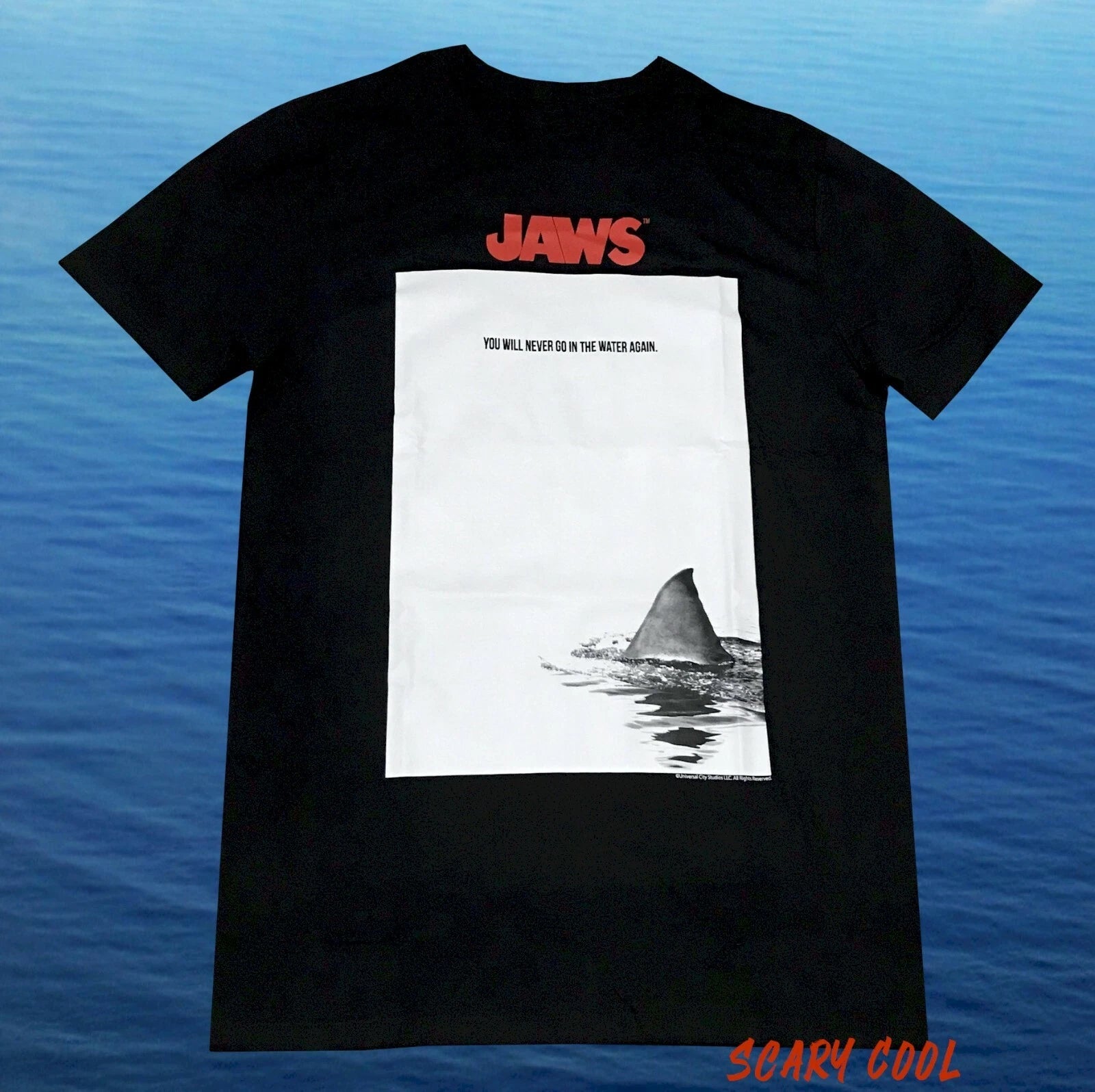 New Jaws You will never go in the Water Again 1975  Mens Vintage T-Shirt