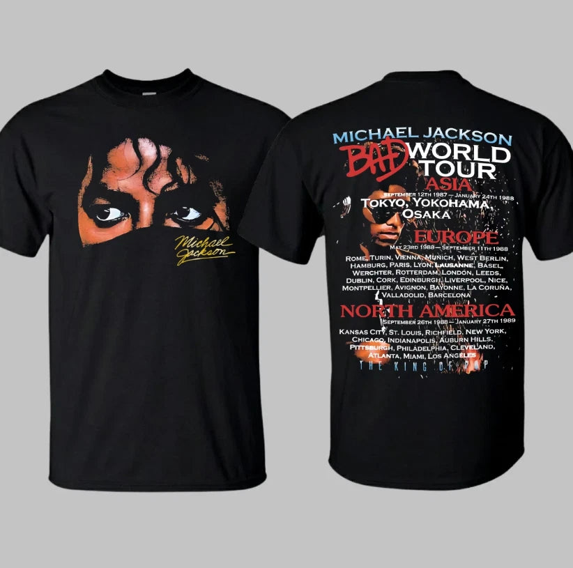 Michael 2026 Shirt Retro Bad World Tour T-shirt Graphic Top Michael Jackson Tee