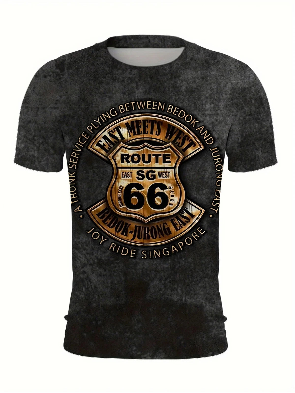 new Men's Retro Route 66 Letter Print T-Shirt – Short Sleeve Crew Neck Summer