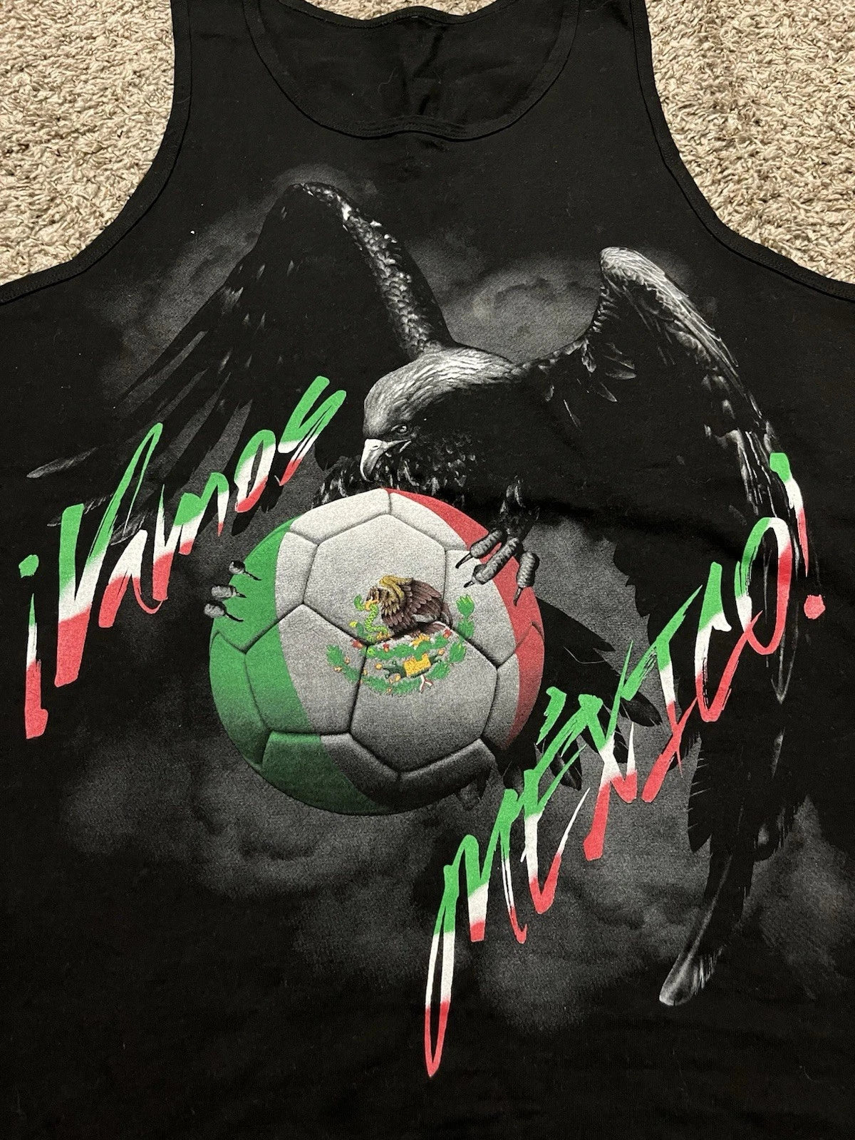 Vintage 90’s Mexico Soccer Golden Eagle Football Black Tank Top Size XL Rare Vtg