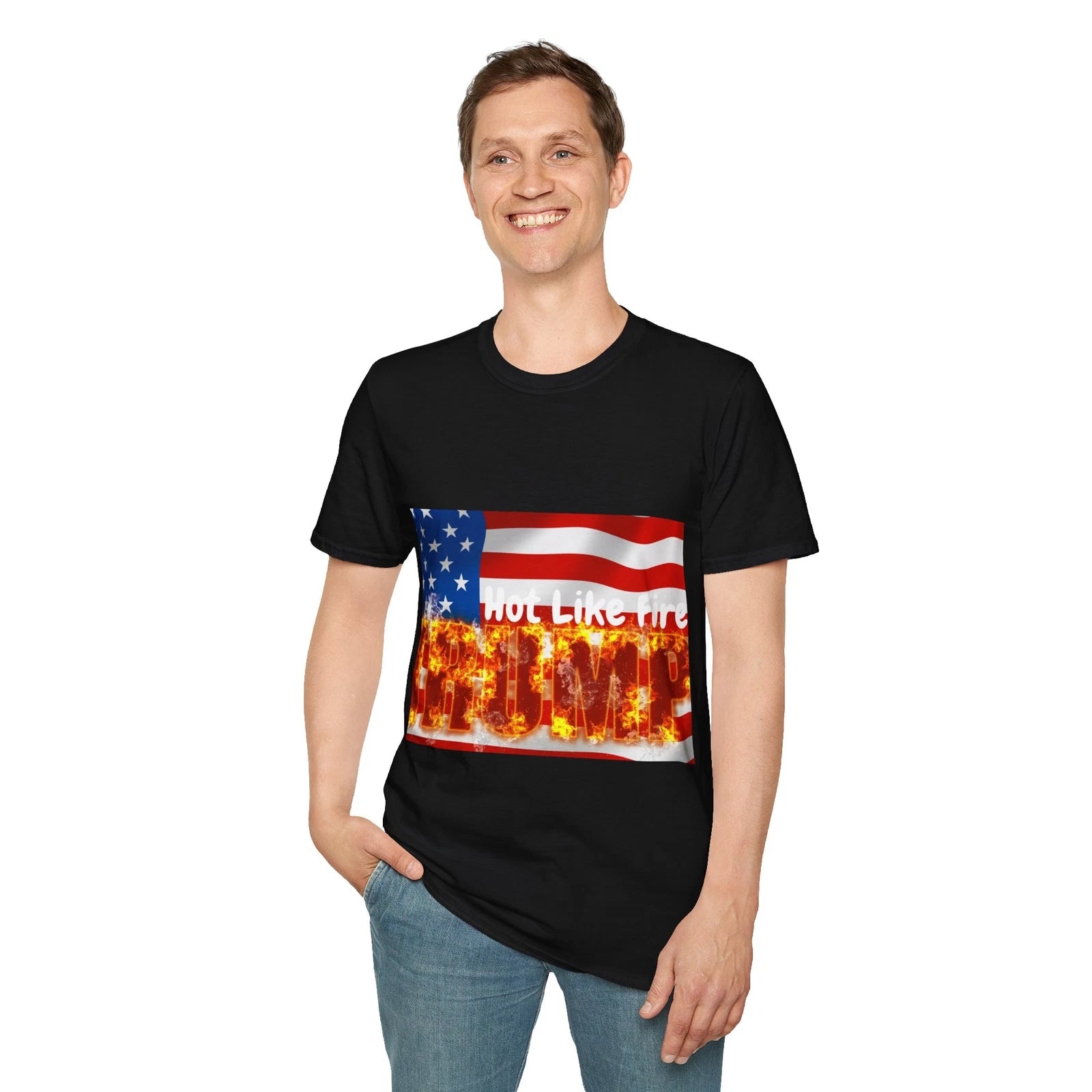 Trump Hot Like Fire American Flag Unisex T-Shirt