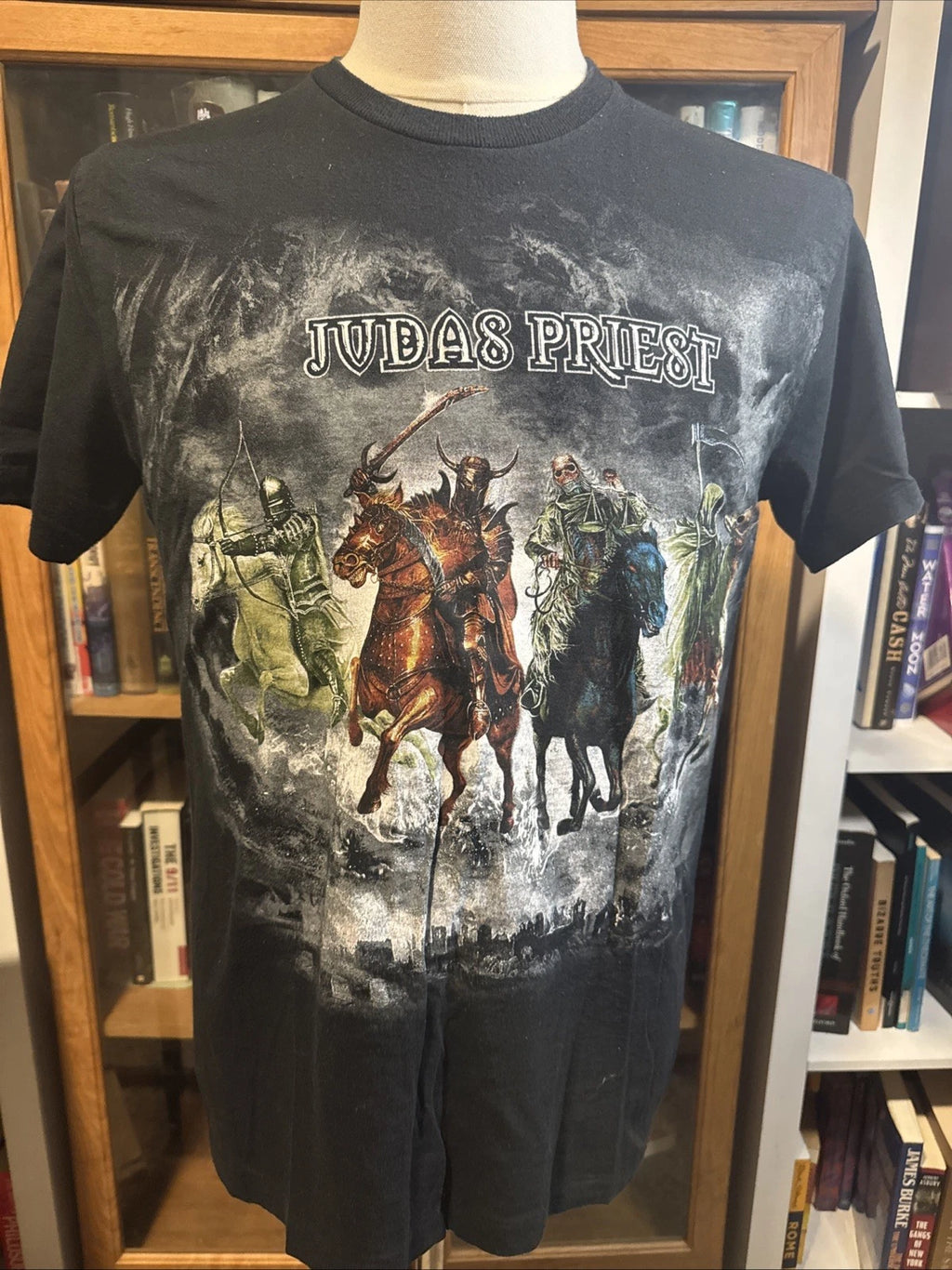 Vintage Y2K Judas Priest Nostradamus 2008 Tour 4 Horsemen T Shirt Black Mens L