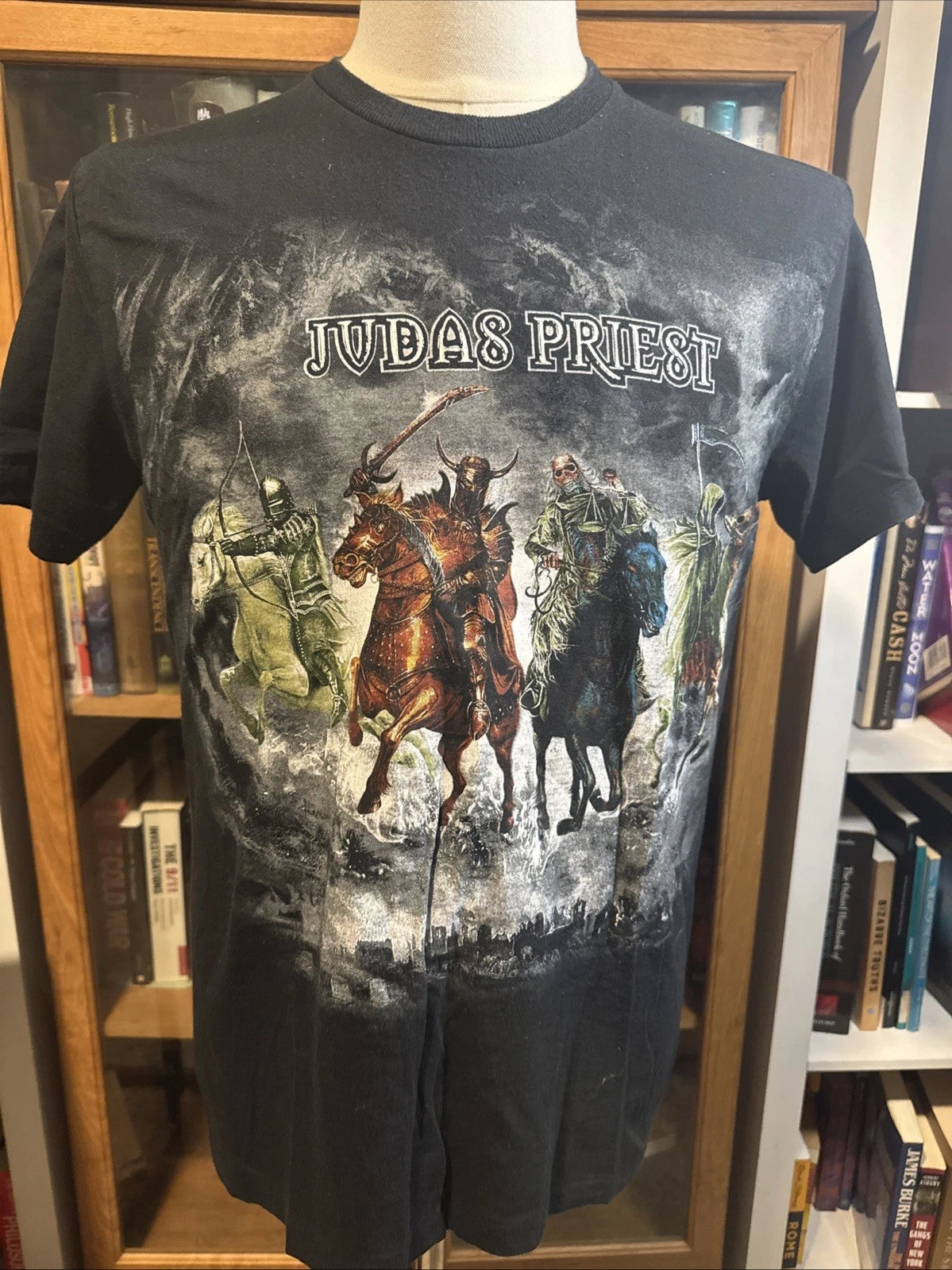 Vintage Y2K Judas Priest Nostradamus 2008 Tour 4 Horsemen T Shirt Black Mens L