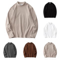 Men's Minimalist Long Sleeve Half Turtleneck Pullover Top Solid Color Basic Top