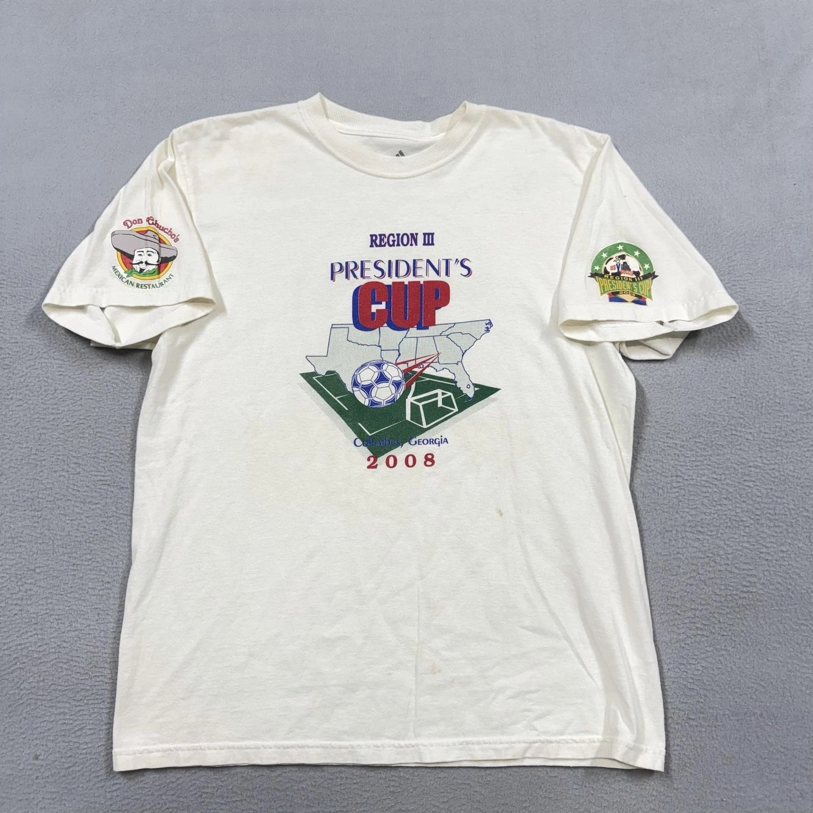 Adidas Shirt Mens Medium White Soccer Graphic Short Sleeve Presidents Cup 2008