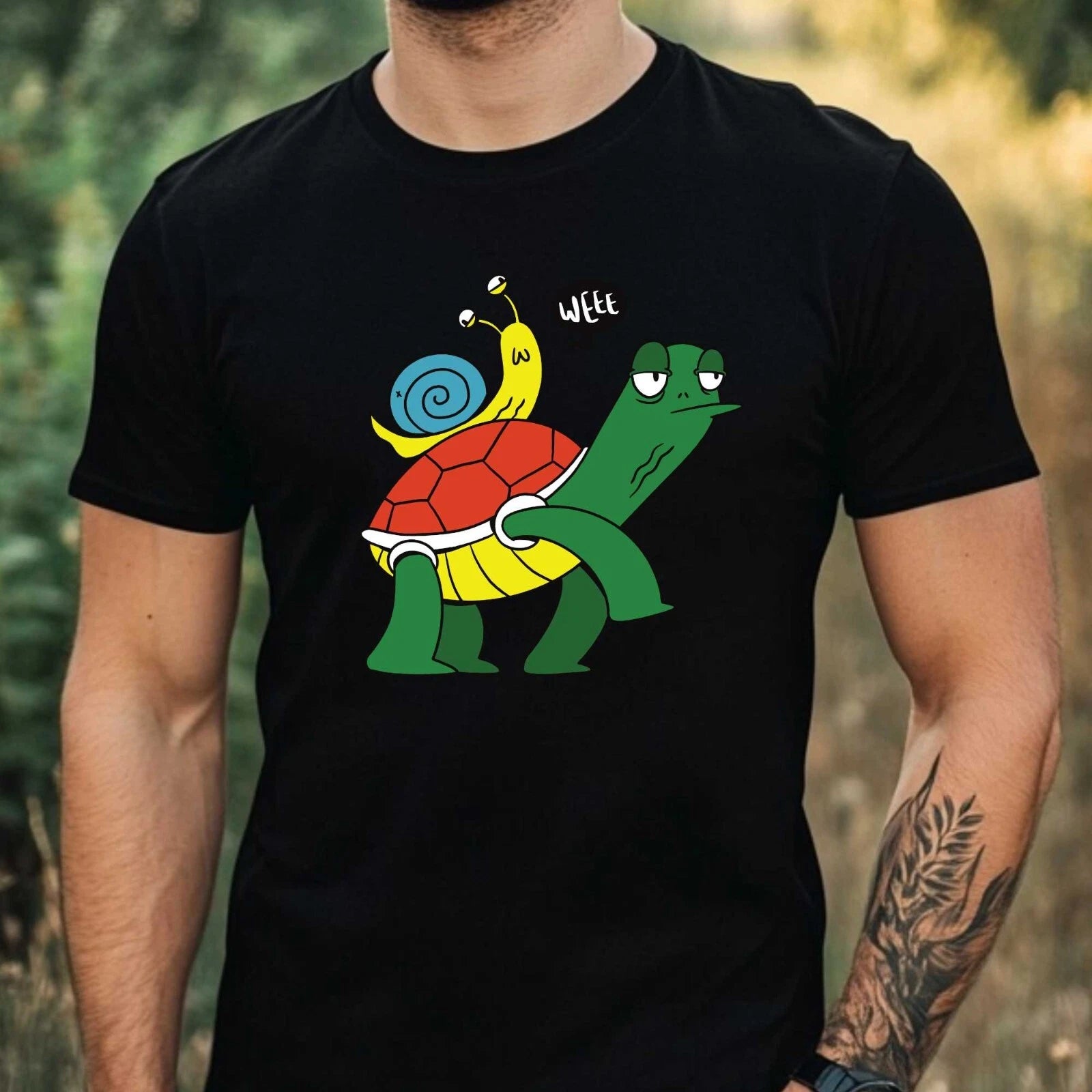 Mens Turtle Print Cotton T-Shirt Size XS to 5XL