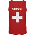 World Cup Distressed Flag Suisse Red Adult Tank Top