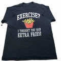 Shirt Mens Extra Large Black Exercise Extra Fries Joke Gag Gift Funny Dad Causal
