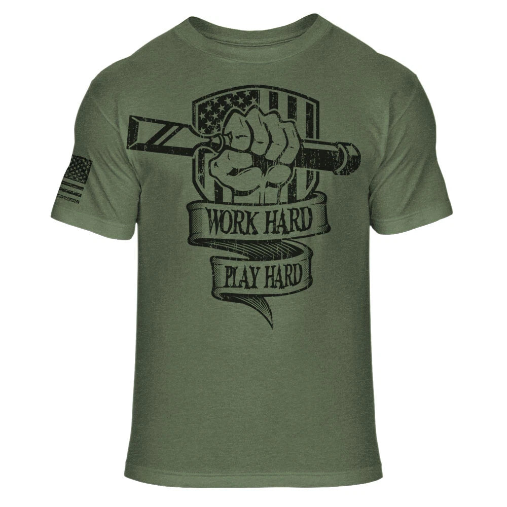 American Flag Carpenter Work Hard Play Hard Woodworking Soft Blend Shirt - A44