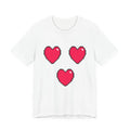 Unisex Jersey Short Sleeve Tee Cute Retro 8-Bit Pixel Art Gamer 3 Red Hearts