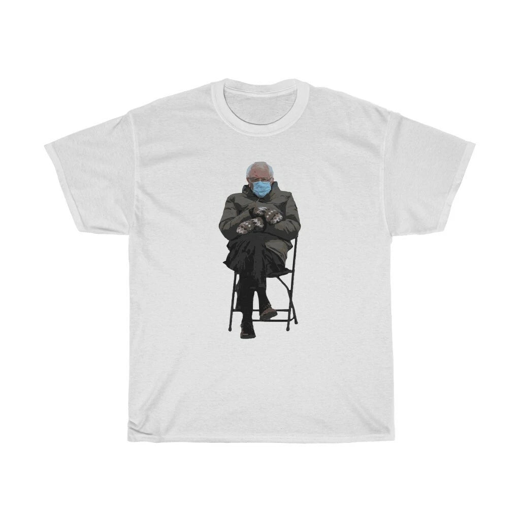 Bernie Sanders Meme Inauguration Chair Mittens Cotton Tee Shirt