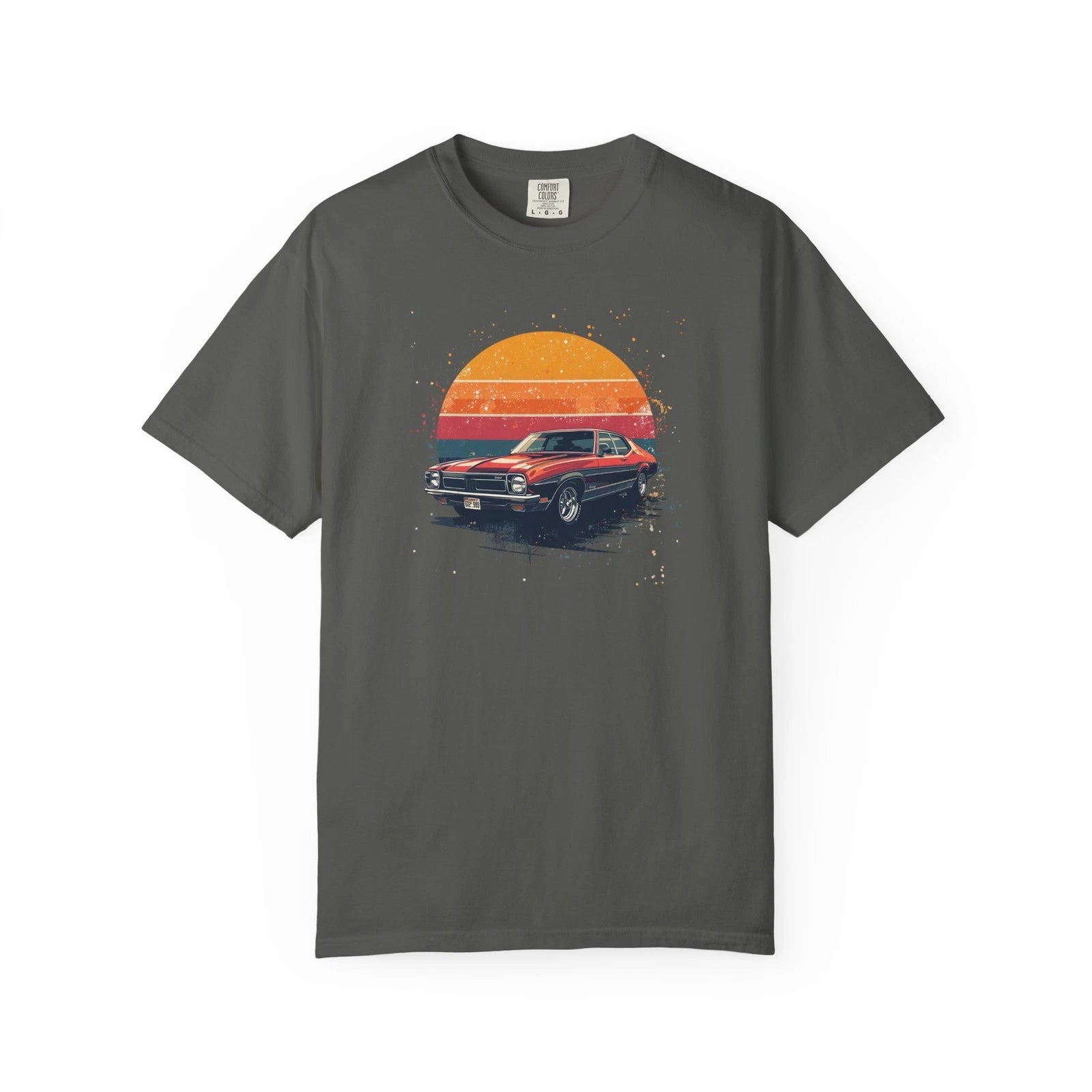 Vintage Muscle Car T-shirt | Retro Sunset Classic Car Tee, Cotton, Casual Tee