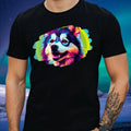 Mens Pomsky Dog Pop Art Motif Cotton T-Shirt Size S to 5XL