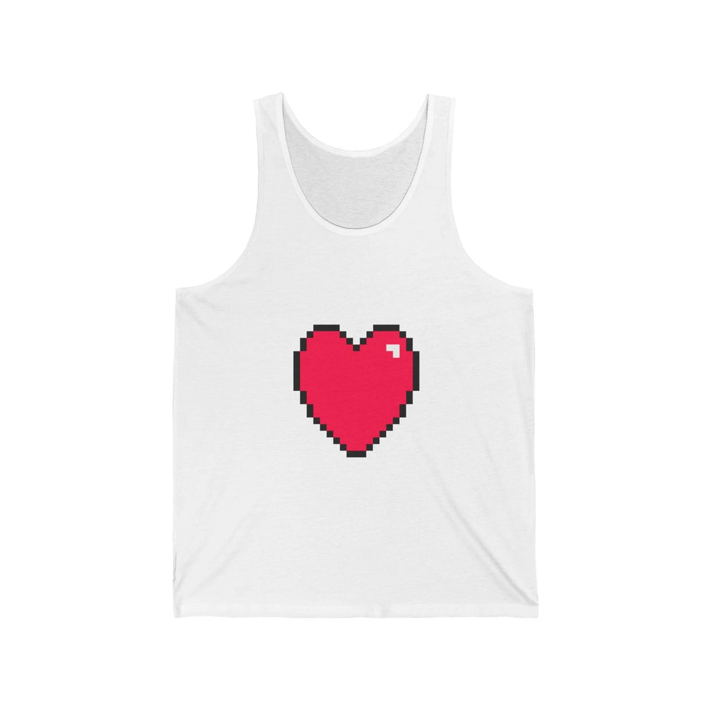 Unisex Jersey Tank Cute 8-Bit Retro Pixel Art Red Gamer Heart Design