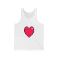 Unisex Jersey Tank Cute 8-Bit Retro Pixel Art Red Gamer Heart Design