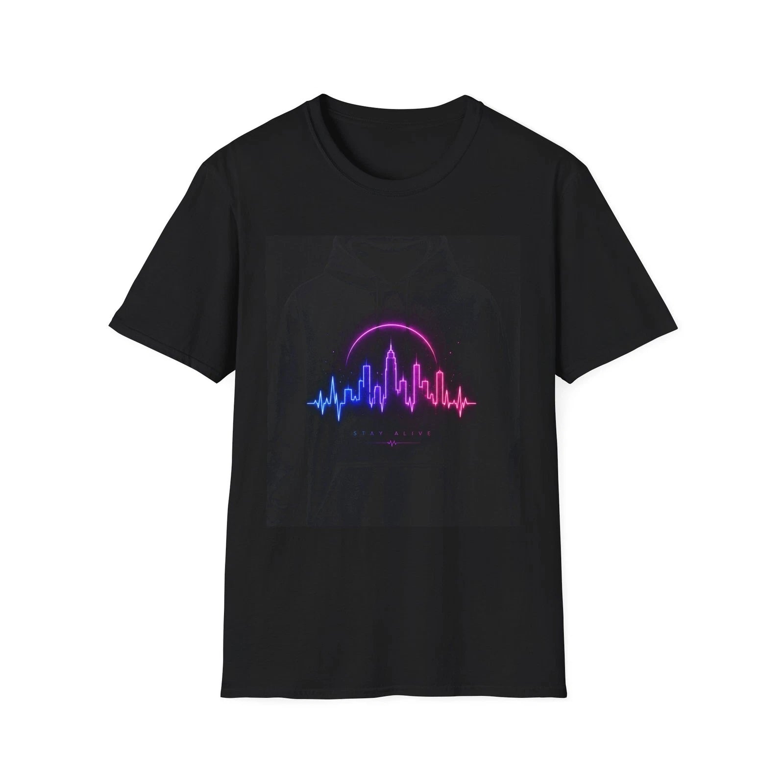 Neon City Soundwave T-Shirt | Retro Synthwave Skyline Tee