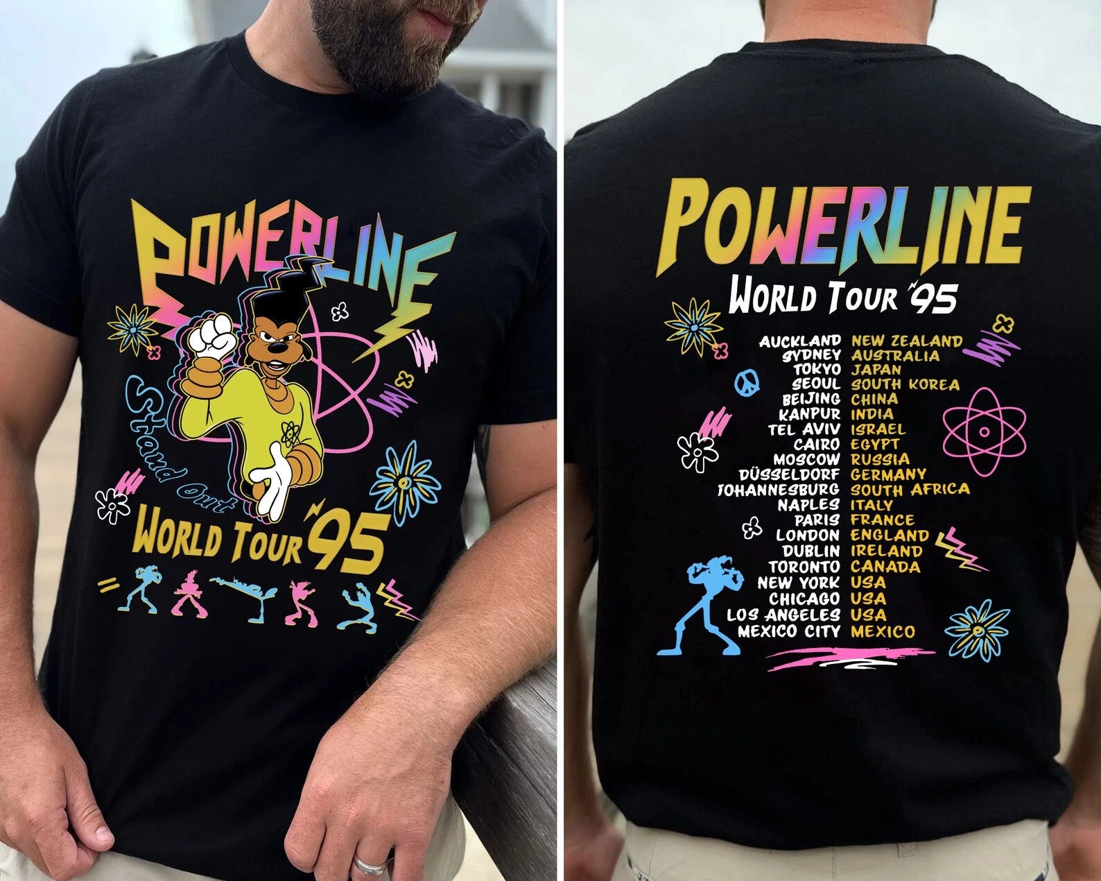 Powerline Stand Out World Tour 95 T-shirt, Vintage A Goofy Movie Shirt