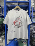 High Street Graffiti Printed Distressed Tee Unisex Loose Washed Short Sleeve Top