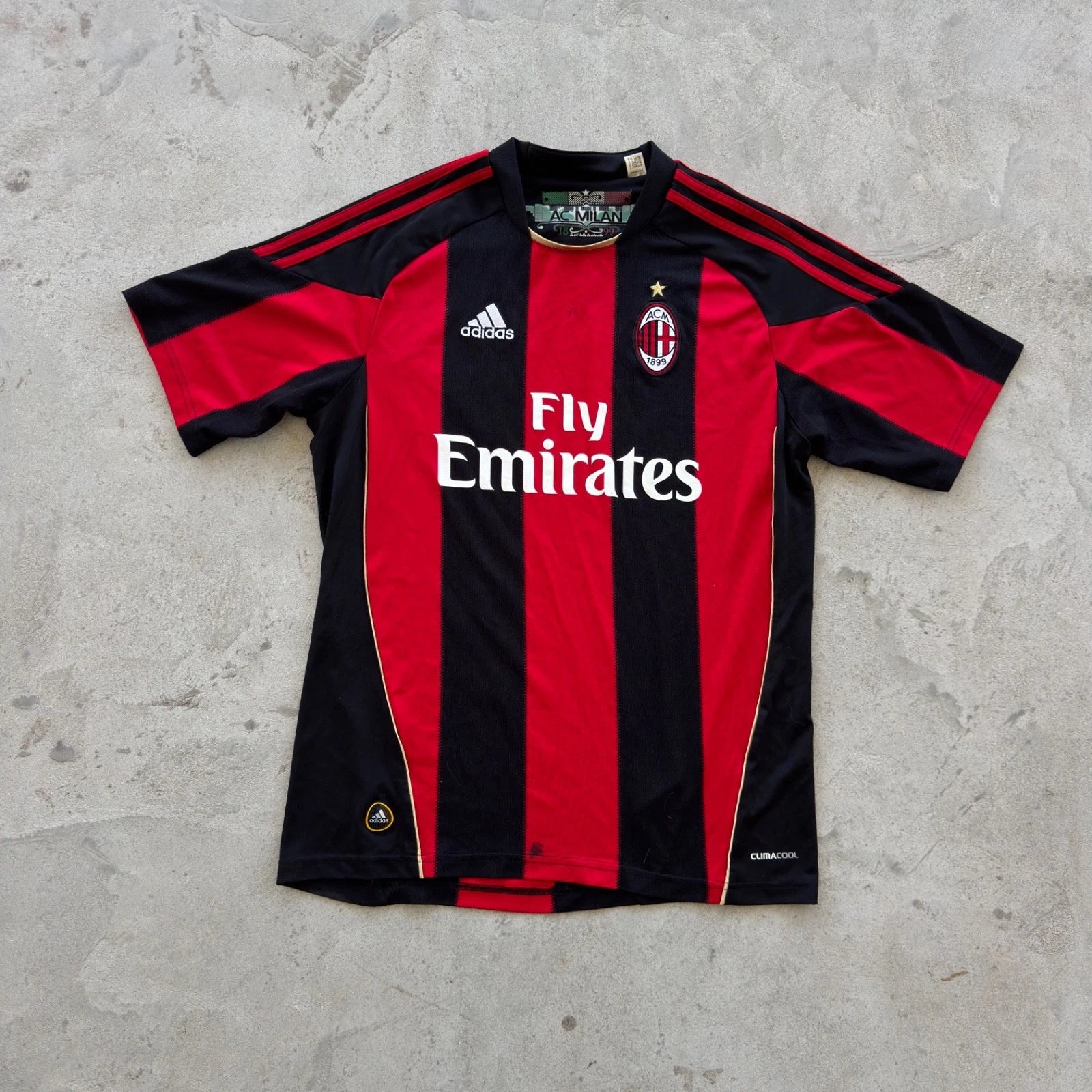 Vintage Adidas AC Milan Home Soccer Jersey Fly Emirates Climacool Red Black M
