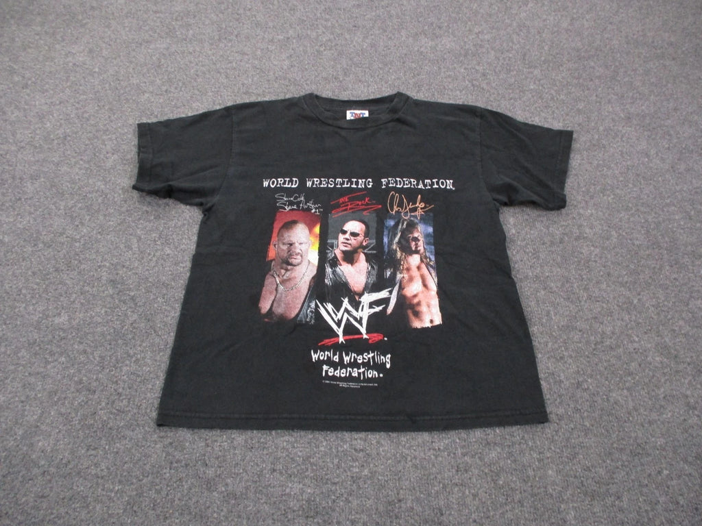 Vintage World Wrestling Federation T Shirt Mens S Black Graphic Y2K Rock WWF