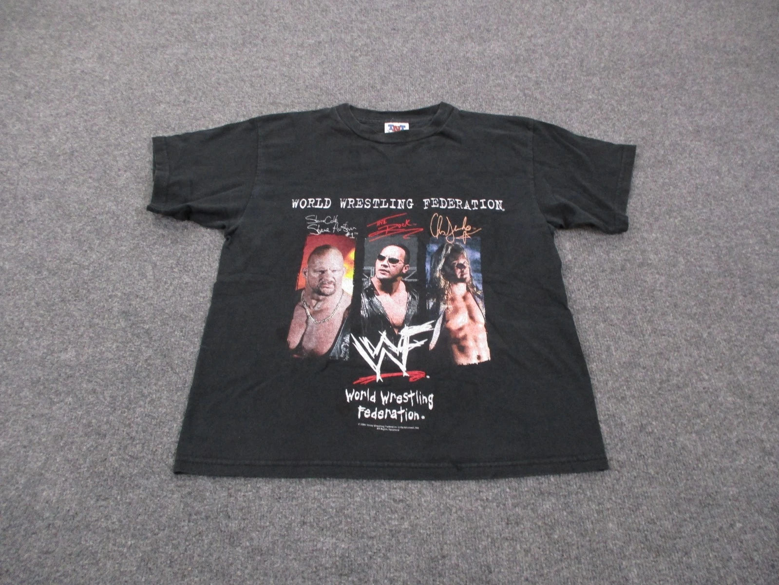 Vintage World Wrestling Federation T Shirt Mens S Black Graphic Y2K Rock WWF