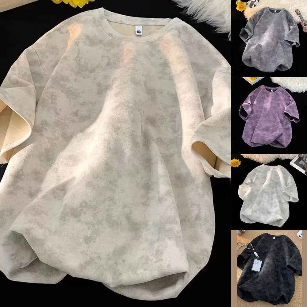 Men Short Sleeve Tie Dye T Shirt Casual Loose Fit Streetwear Top for Daily Wear