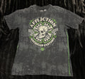Affliction Mens Y2K Grunge Green Skull Black/Grey T Shirt American Customs XL