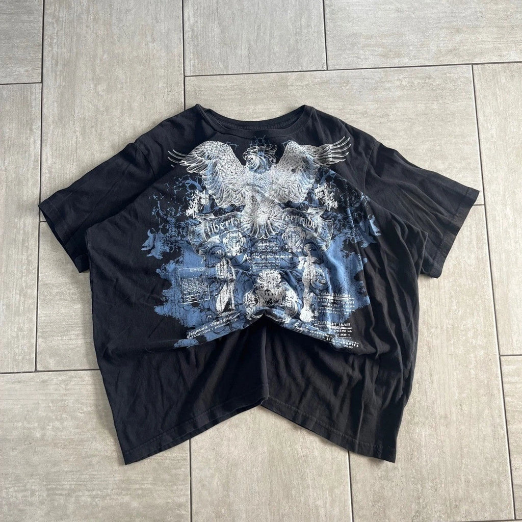 No Boundaries Mens Eagle Graphic T Shirt Black Blue 2XL