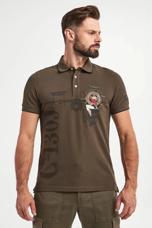 AERONAUTICA MILITARE Khaki Regular Men's Polo