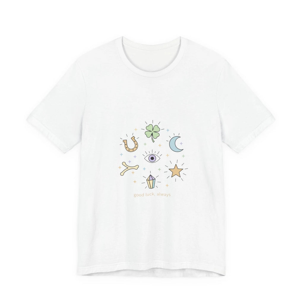 Minimal Good Luck Talismans Tee | horseshoe clover moon minimalist charm design