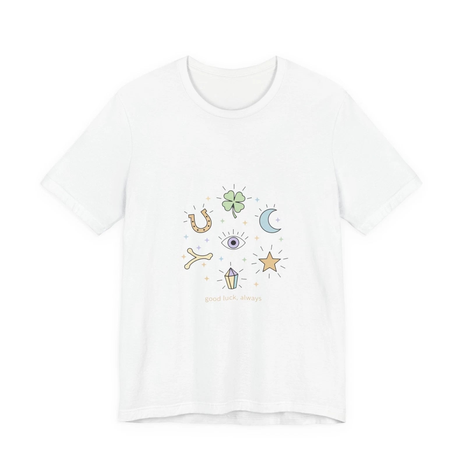 Minimal Good Luck Talismans Tee | horseshoe clover moon minimalist charm design