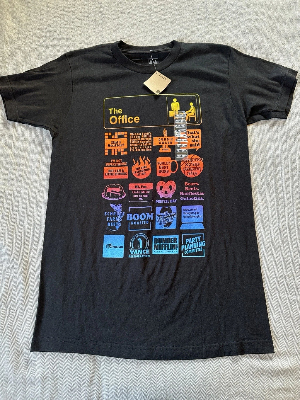 The Office Quotes T Shirt Mens M Black Fuego Comedy