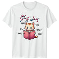 Kawaii Cat Reading Chemistry Formulas Science T-Shirt Nerd Geek Education