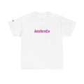 AnshraCo Logo Tee | Black T-Shirt, Pink Text - White
