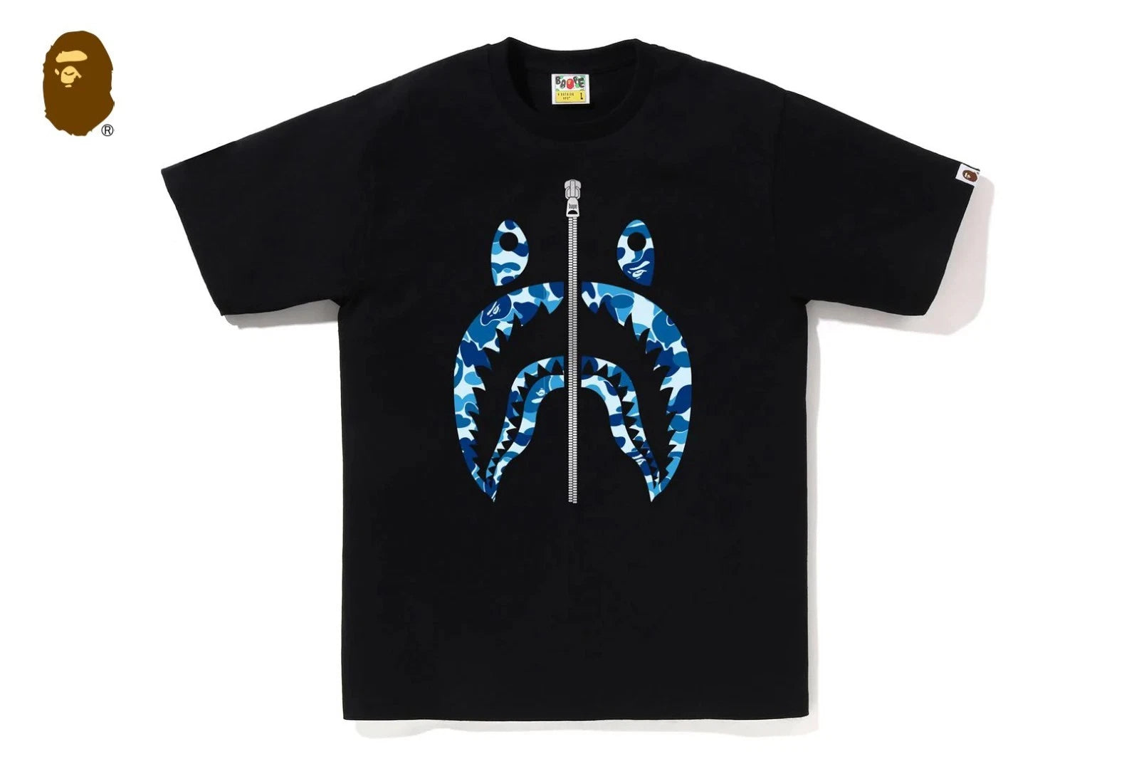 A Bathing Ape ABC Camo Shark Tee Black/Blue (NEW WITH TAGS AND BAG)