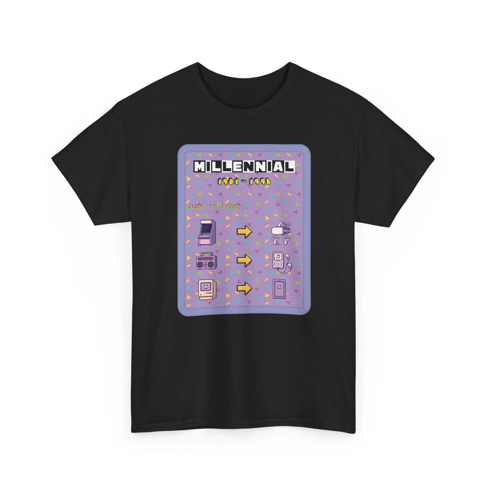 Millennial Tech Evolution Retro Tee - Purple Backdrop / Dark Fabric
