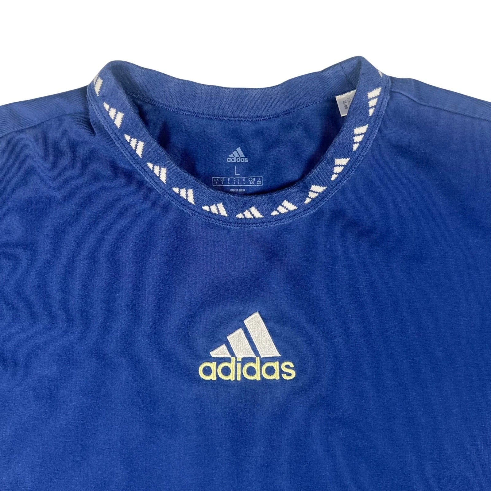 Adidas Juventus Mens Large Blue Soccer Graphic T-Shirt Embroider Logo Crew Neck