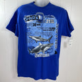 SHARK SEA WORLD T-SHIRT SIZE LARGE BLUE- RARE DESIGN VERY COOL!