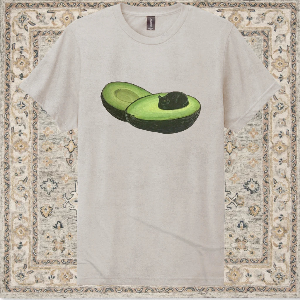 Avocado cat cute funny graphic tee vintage retro inspired New, Gildan size M