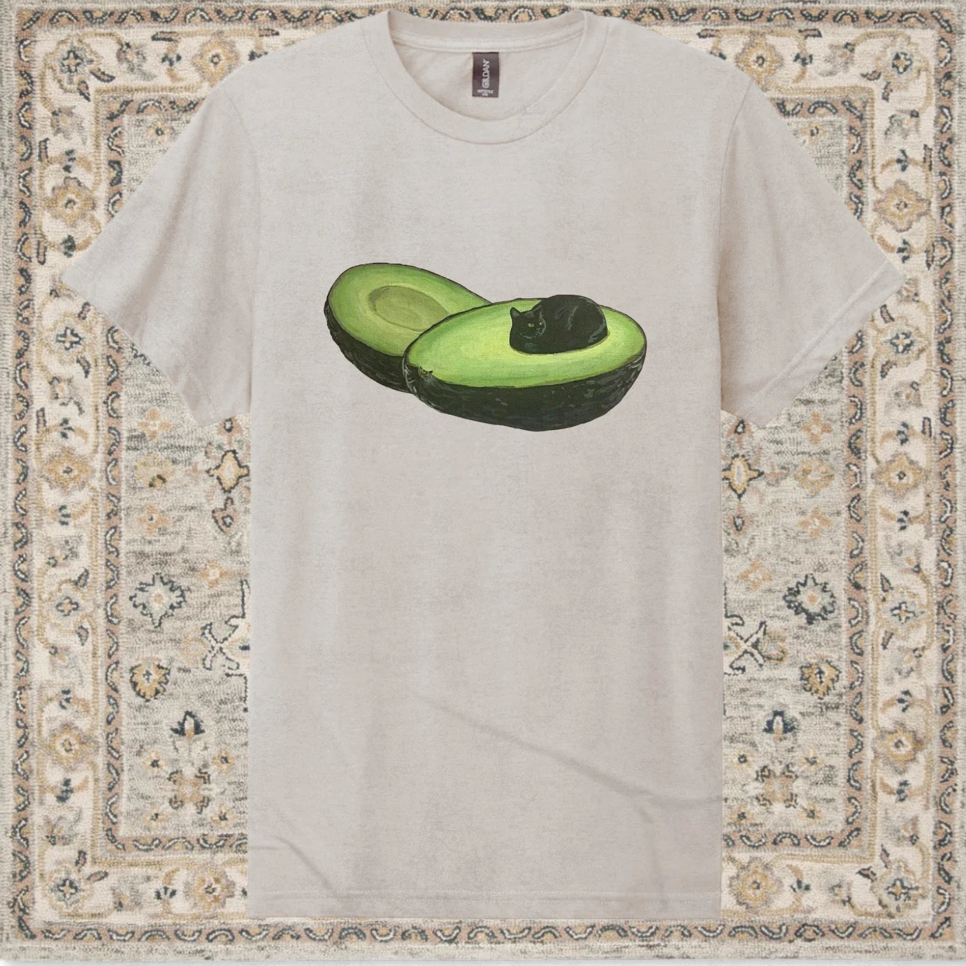 Avocado cat cute funny graphic tee vintage retro inspired New, Gildan size M