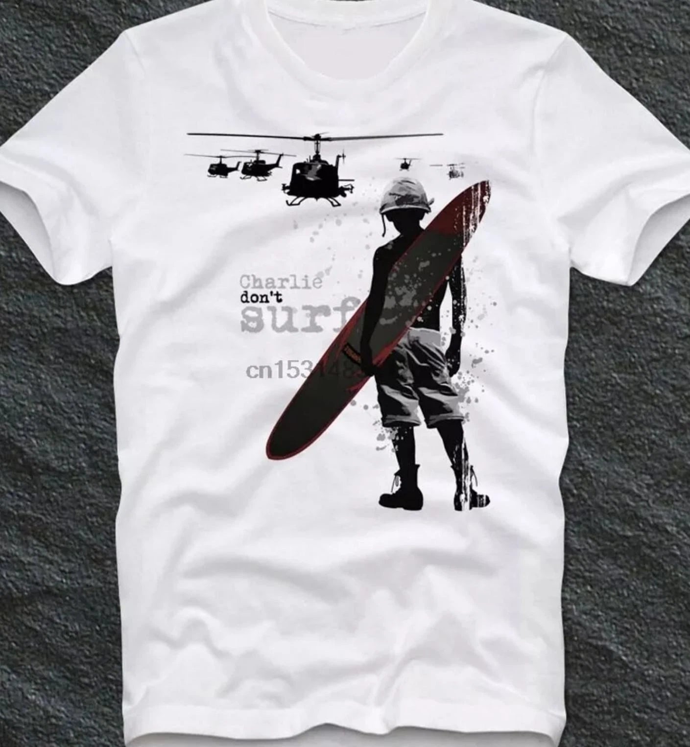Charlie Don_t Surf Apocalypse Now Men_s White T-Shirt Size S-5XL
