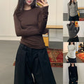 For Casual Wear Slim Fit T-shirt Long Sleeve Top Casual Wear Everyday Layering