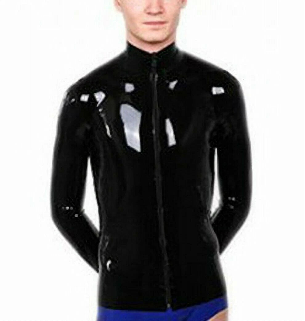 Latex Catsuit GummI Rubber Top Long Sleeves Classic High Collar Customize 0.4mm
