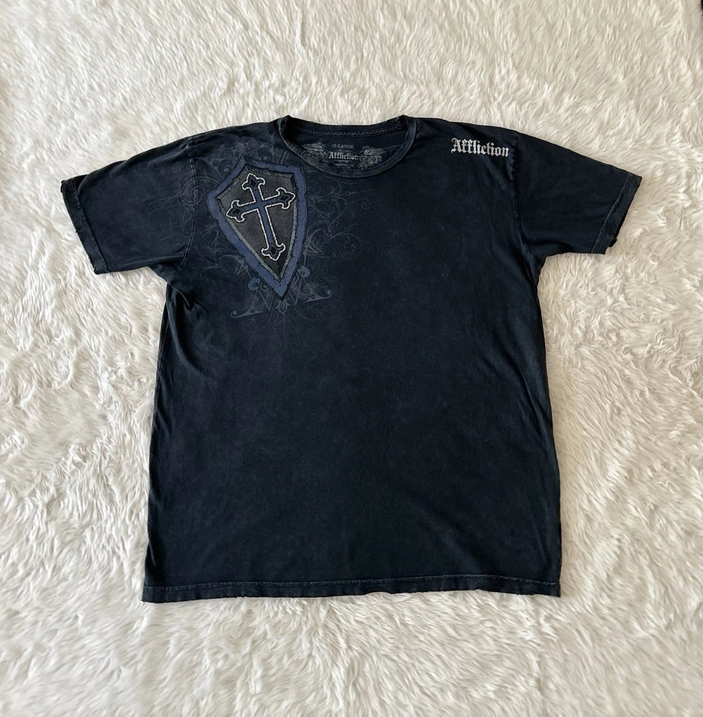 Vintage Y2K Affliction Lion Angel Wings Studded Rare T-Shirt SZ 2XL Live Fast