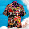 Mens Button Down Trippy Wizard Mushroom Hawaiian Top Hippie Novelty Shirt