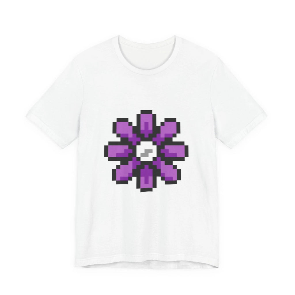 Unisex Jersey Short Sleeve Tee Cute 8-Bit Retro Pixel Art Purple Flower Shirt